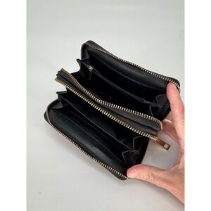 Magazine Cover Collage Double Zip Around‎ Wristlet Wallet Multicolor Glossy